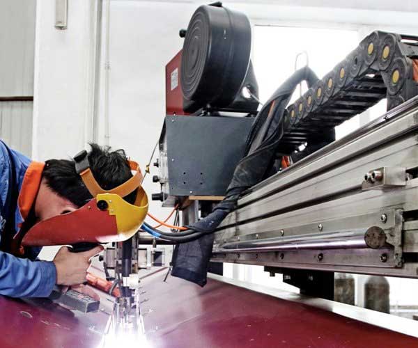 Professional welding workshop for packaging machine frames